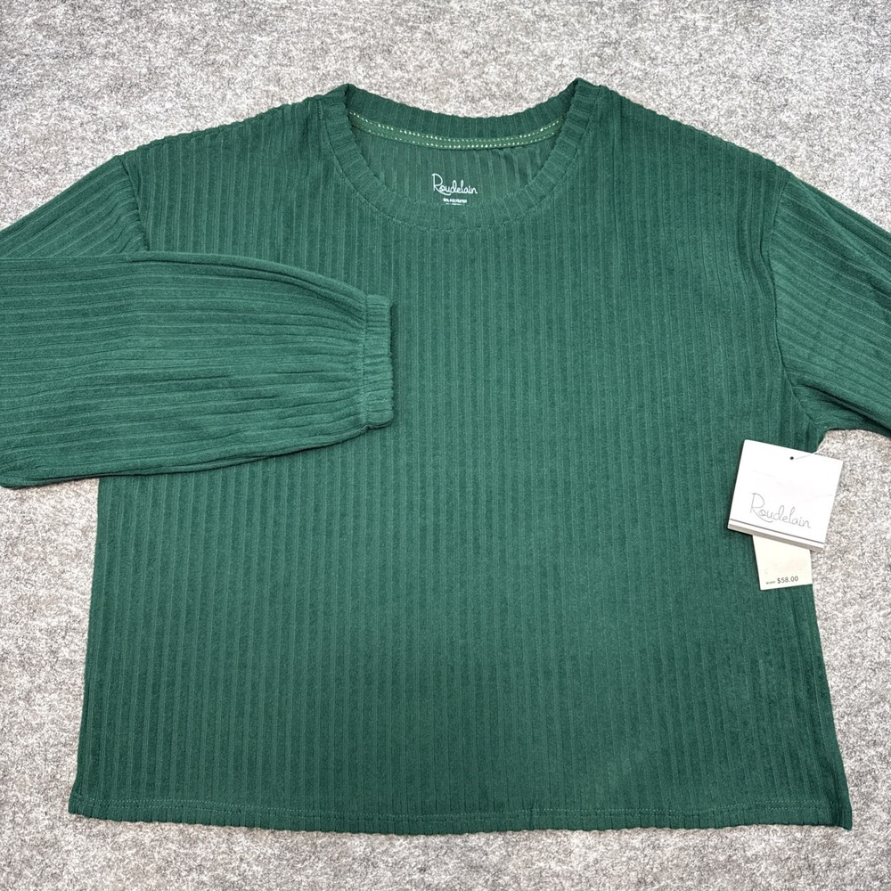 NEW Roudelain pajama top women's medium‎ green ribbed cozy stretch mix and match